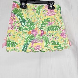 Lilly Pulitzer Girls Size 6X Lemon Sorbet Yellow Paradise Print Skort Scalloped